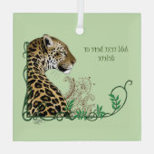 Leopard Wild Cat Groene Henna Glas Ornament (Achterkant)