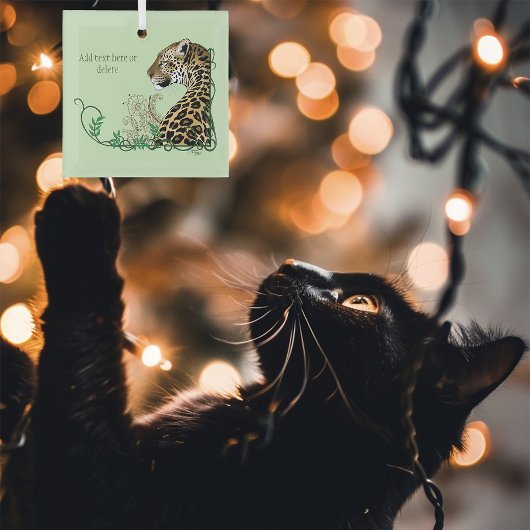 Leopard Wild Cat Groene Henna Glas Ornament