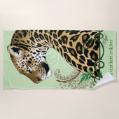 Leopard Wild Cat Groene Henna Strandlaken (Voorkant)