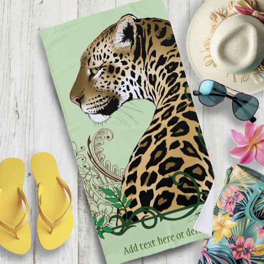 Leopard Wild Cat Groene Henna Strandlaken