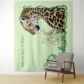 Leopard Wild Cat Groene Henna Wandkleed (In situ)