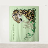 Leopard Wild Cat Groene Henna Wandkleed (Voorkant)