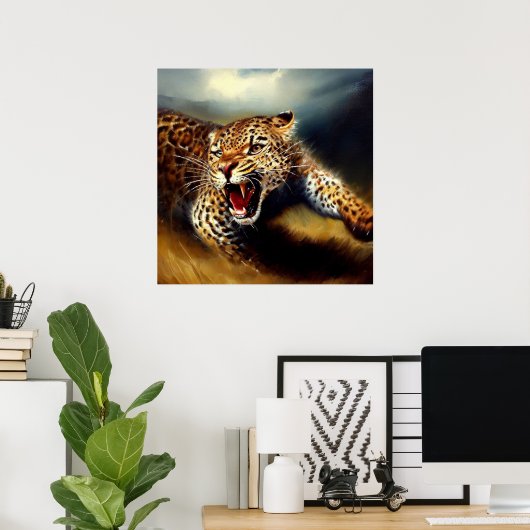 Leopard Wild Cat Portrait Poster (Thuiskantoor)