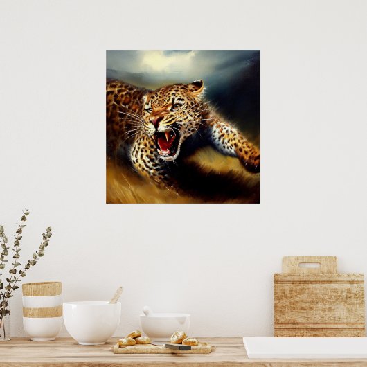 Leopard Wild Cat Portrait Poster (Keuken)