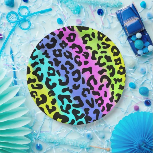 Leopard Wild Cat Rainbow Pattern, Leopard Gift Papieren Bordje (Feest)