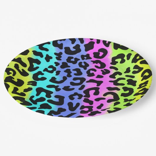Leopard Wild Cat Rainbow Pattern, Leopard Gift Papieren Bordje (Gekanteld)