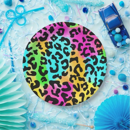 Leopard Wild Cat Rainbow Pattern, Leopard Gift Papieren Bordje (Feest)