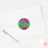 Leopard Wild Cat Rainbow Pattern, Leopard Gift Ronde Sticker (Envelop)