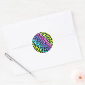 Leopard Wild Cat Rainbow Pattern, Leopard Gift Ronde Sticker (Envelop)