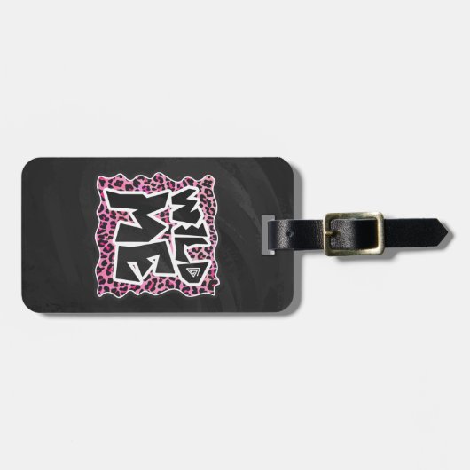 Leopard Wild Me Black en Hot Pink Design Bagagelabel (Voorkant horizontaal)