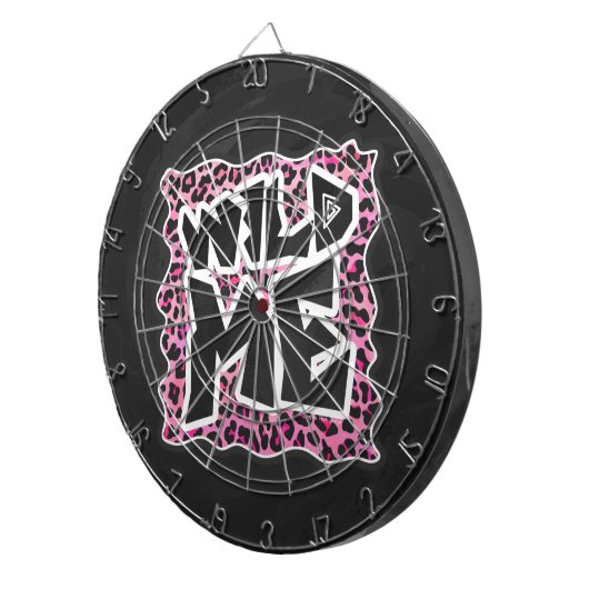 Leopard Wild Me Black en Hot Pink Design Dartbord (Voorkant Rechts)