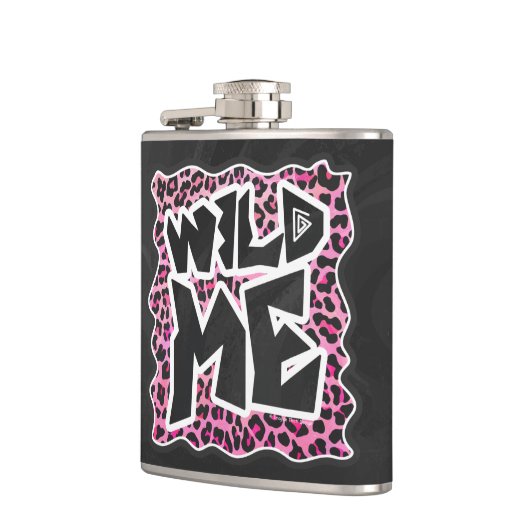 Leopard Wild Me Black en Hot Pink Design Heupfles (Links)