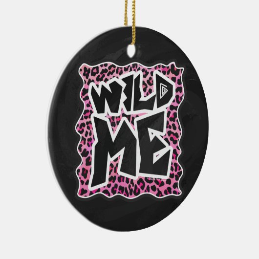 Leopard Wild Me Black en Hot Pink Design Keramisch Ornament (Rechts)