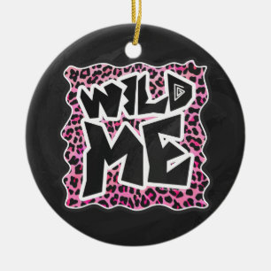 Leopard Wild Me Black en Hot Pink Design Keramisch Ornament