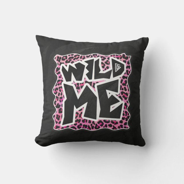 Leopard Wild Me Black en Hot Pink Design Kussen (Voorkant)