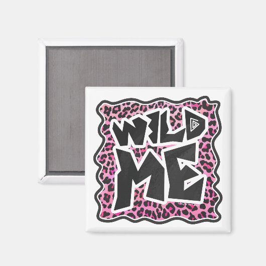 Leopard Wild Me Black en Hot Pink Design Magneet (Voorkant / Achterkant)