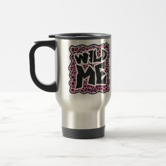 Leopard Wild Me Black en Hot Pink Design Reisbeker (Links)