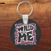 Leopard Wild Me Black en Hot Pink Design Sleutelhanger (Voorkant)