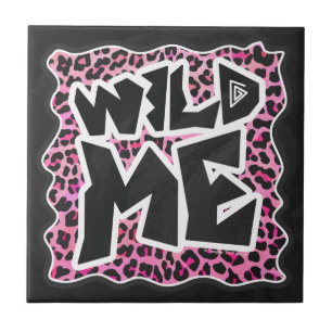 Leopard Wild Me Black en Hot Pink Design Tegeltje