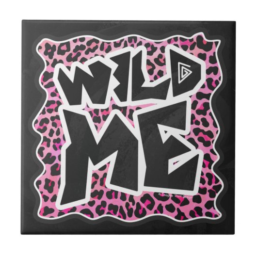 Leopard Wild Me Black en Hot Pink Design Tegeltje (Voorkant)
