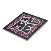 Leopard Wild Me Black en Hot Pink Design Tegeltje (Zijkant)