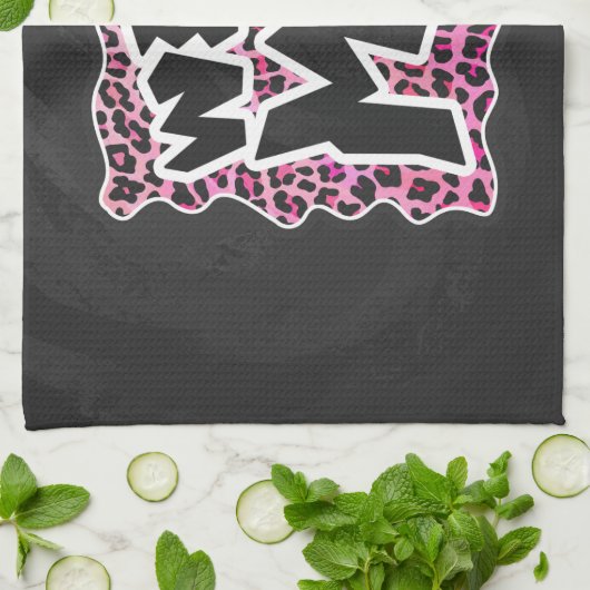 Leopard Wild Me Black en Hot Pink Design Theedoek (Gevouwen)