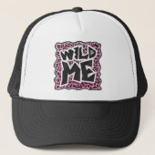 Leopard Wild Me Black en Hot Pink Design Trucker Pet (Voorkant)