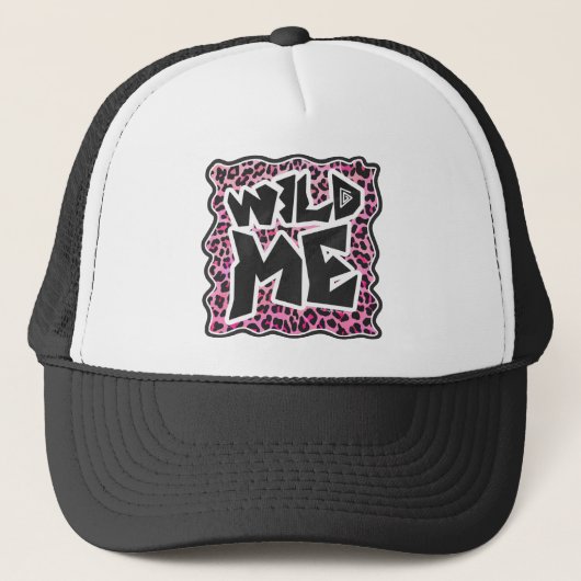 Leopard Wild Me Black en Hot Pink Design Trucker Pet (Voorkant)