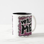 Leopard Wild Me Black en Hot Pink Design Tweekleurige Koffiemok (Voorkant rechts)
