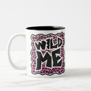 Leopard Wild Me Black en Hot Pink Design Tweekleurige Koffiemok