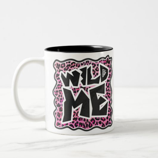 Leopard Wild Me Black en Hot Pink Design Tweekleurige Koffiemok (Links)