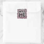 Leopard Wild Me Black en Hot Pink Design Vierkante Sticker (Tas)