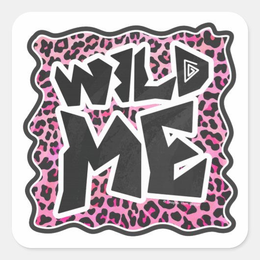 Leopard Wild Me Black en Hot Pink Design Vierkante Sticker (Voorkant)