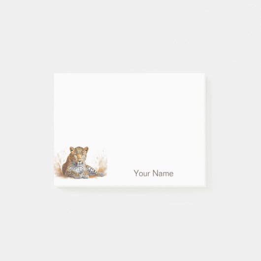 Leopard Wilde Dierenportret Gepersonaliseerde Naam Post-it® Notes (Voorkant)