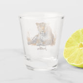 Leopard Wilde Dierenportret Gepersonaliseerde Naam Shot Glas (Achterkant)