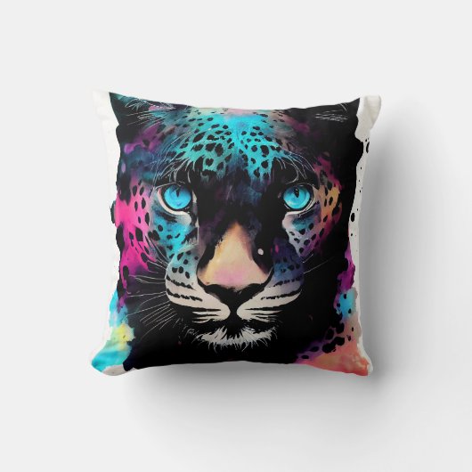 Leopard Wilde Natuur Dierlijke Kleur Kunst Schilde Kussen (Voorkant)