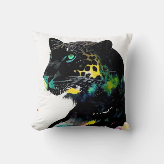 Leopard Wilde Natuur Dierlijke Kleur Kunst Schilde Kussen (Voorkant)