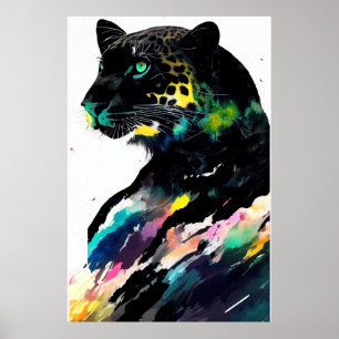 Leopard Wilde Natuur Dierlijke Kleur Kunst Schilde Poster