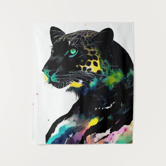 Leopard Wilde Natuur Dierlijke Kleur Kunst Schilde Wandkleed (Voorkant)