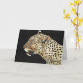 "Leopard" Wildlife Art Notecard Kaart (Gele Bloem)