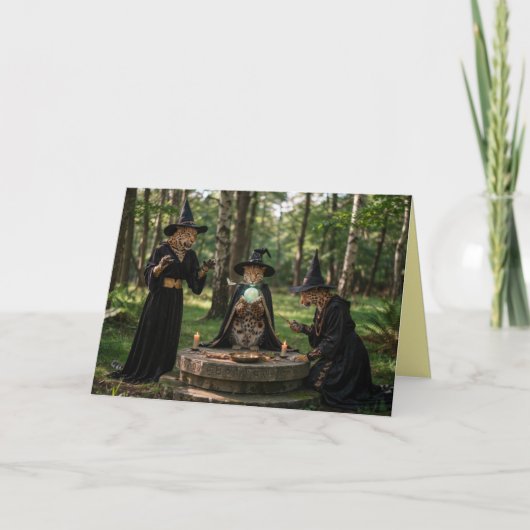 Leopard Witch Halloween Card Feestdagen Kaart (Voorkant)