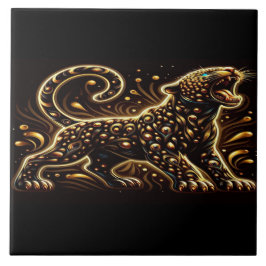 Leopard With Blue Eyes on a Bedroom Border  Tegeltje