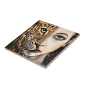 Leopard Woman Keramische Tegel Tegeltje (Zijkant)