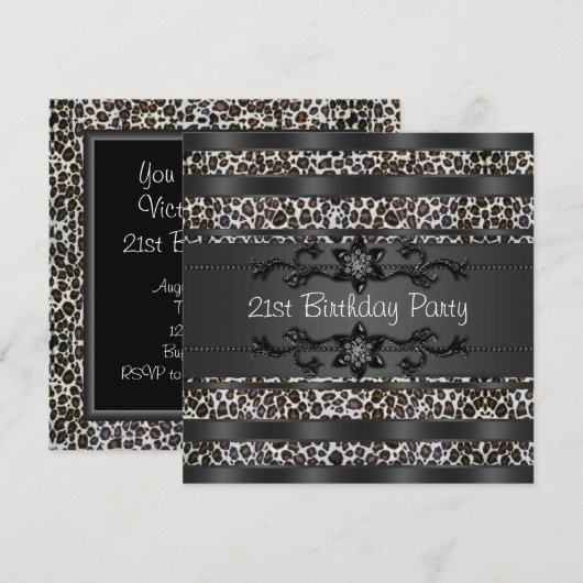 Leopard Womans 21ste Verjaardagsfeest Kaart (Voorkant / Achterkant)