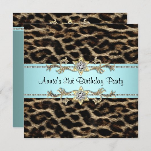 Leopard Womans 21ste Verjaardagsfeest Kaart (Voorkant / Achterkant)