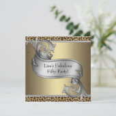 Leopard Womans Gold 50ste verjaardagsfeest Kaart (Staand voorkant)