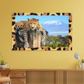 Leopard Wood Lounge Wall Art Canvas Afdruk (Insitu (Woonkamer))