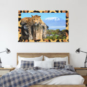 Leopard Wood Lounge Wall Art Canvas Afdruk (Insitu (Slaapkamer))