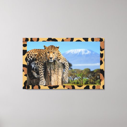 Leopard Wood Lounge Wall Art Canvas Afdruk (Voorkant)