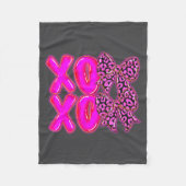 Leopard Xoxo Coquette Bow Hearts Valentine's Day W Fleece Deken (Voorkant)